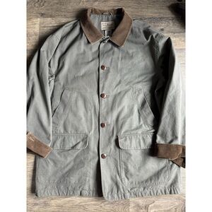 L.L. Bean Green Military Field Jacket with Brown Accents